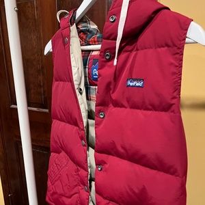 Red hooded puffer vest from Madewell (Penfield) Size Medium